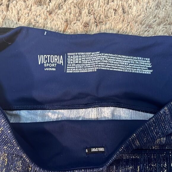 NWOT Victoria's Secret Sparkly Navy Leggings - Picture 2 of 3